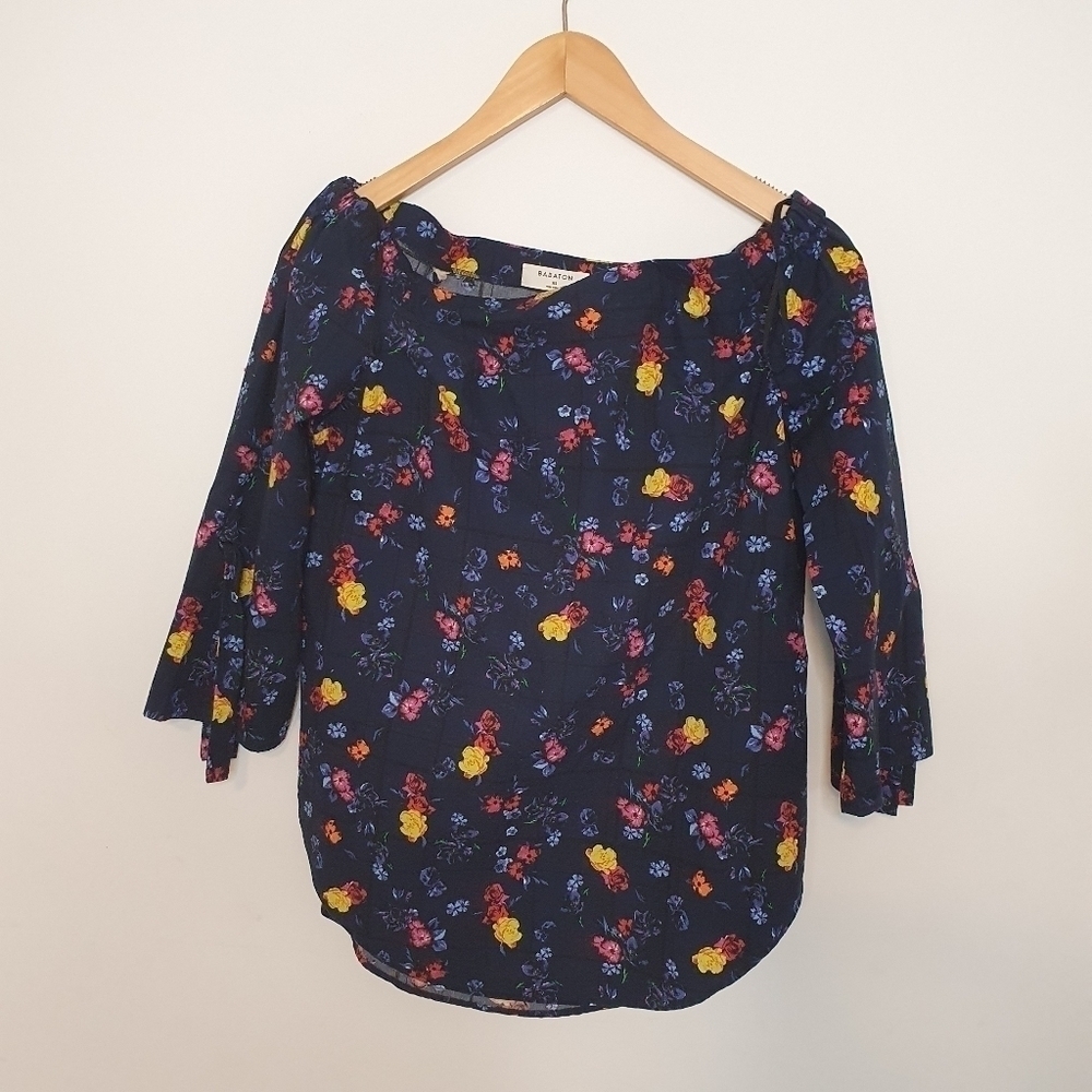 Aritzia Babaton Malik Floral Print Top Off Shoulder Size XS